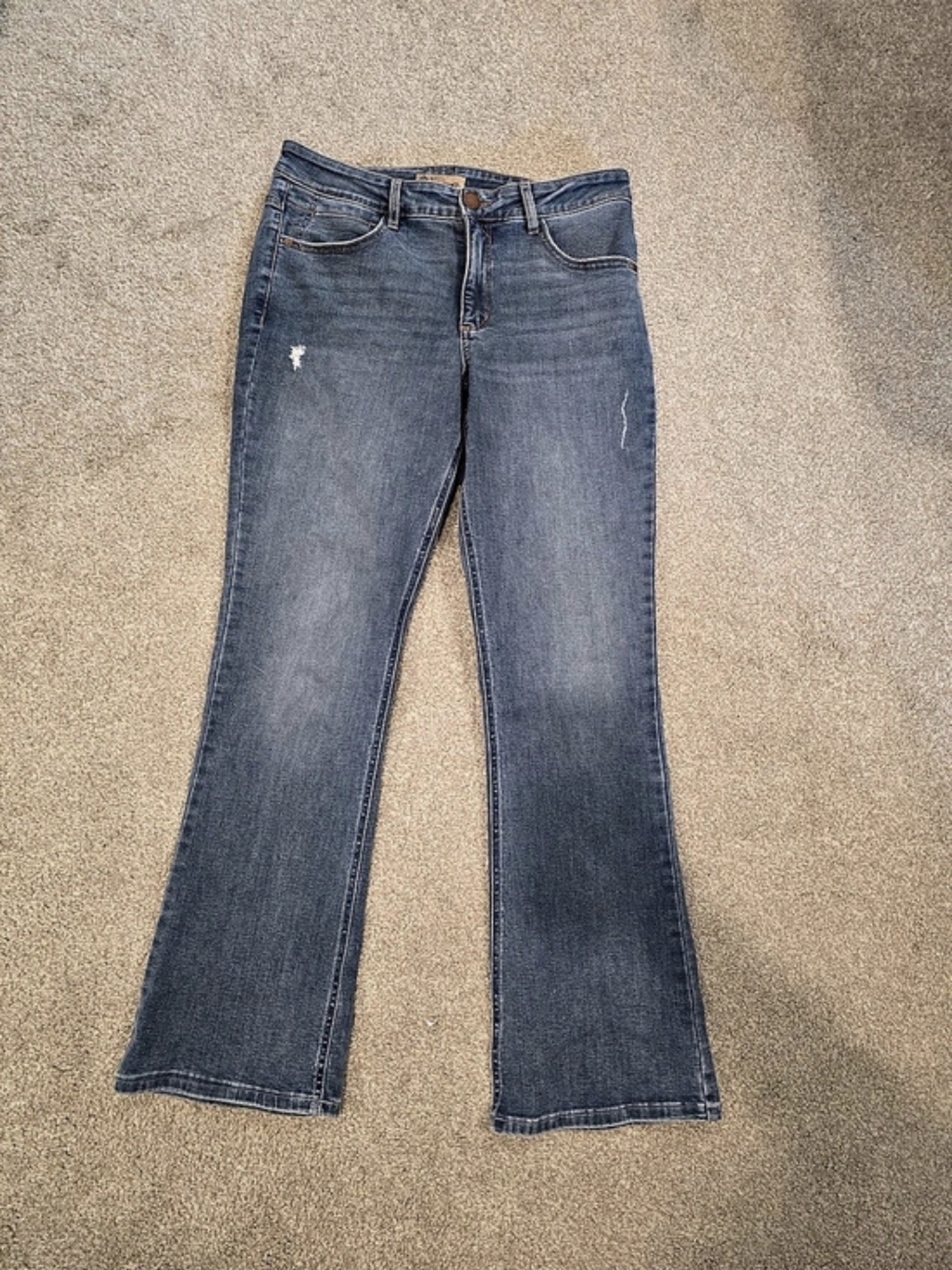 Democracy Flex'elle'ent Distressed Flare Jeans in Blue Waist 12